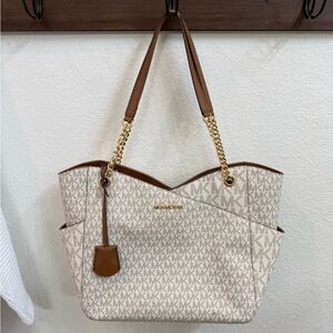 Michael Kors Cream and Brown Signature Tote